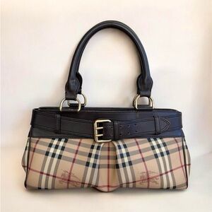 Burberry Haymarket Shoulder Tote Bag